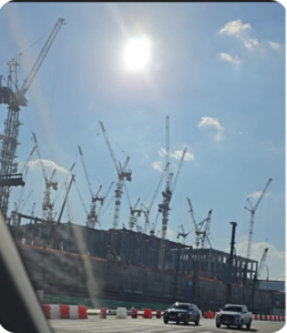 용인 처인구 원삼면 SK하이닉스 반도체 클러스터 공사 현장 대형 크레인 사진